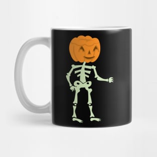 Halloween Skeleton with Pumpkin Skull Mug